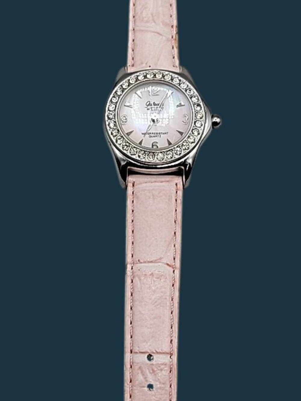 Galaxie Elgin Ladies Quartz Watch 6.5" Pink Leather Band 28mm Bubble MOP W1663 - Picture 16 of 16